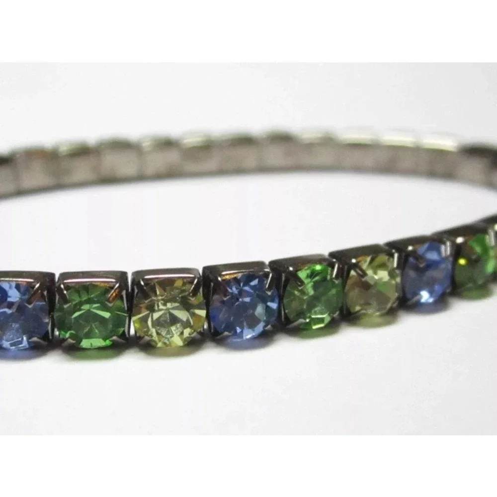 Green,‎ Blue & Yellow Rhinestones Stretch Bracelet
